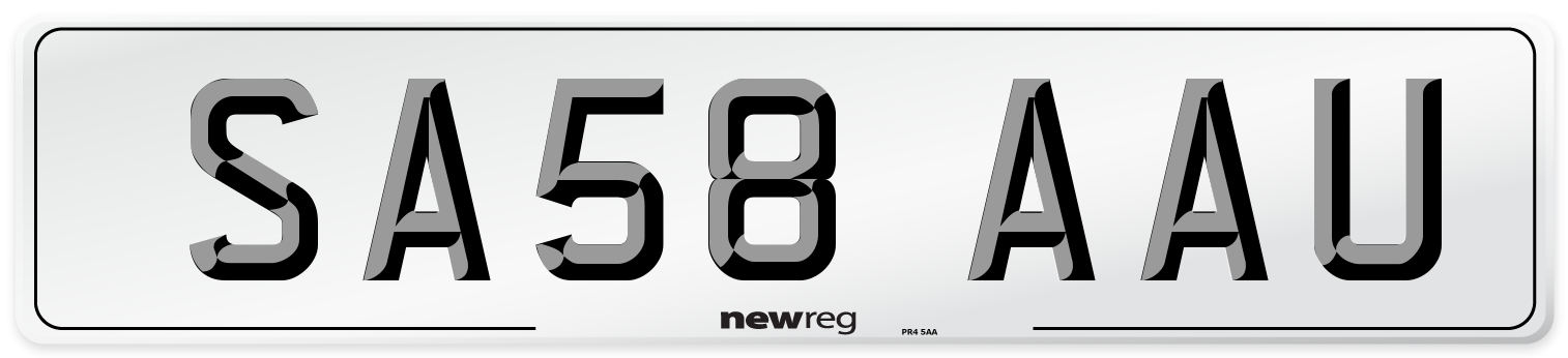 SA58 AAU Number Plate from New Reg